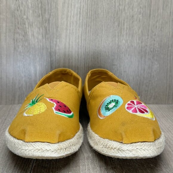 TOMS Shoes Womens 10 Spice Gold Embroidery Fruit Salad Classic Espadrille Yellow - Picture 2 of 12